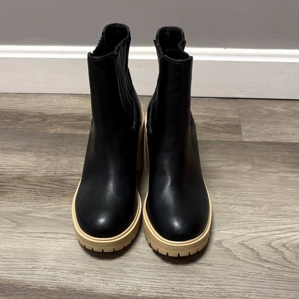 Amazon Black Ankle Booties with Tan Sole